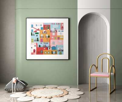 现代卡通彩绘装饰画3D模型下载